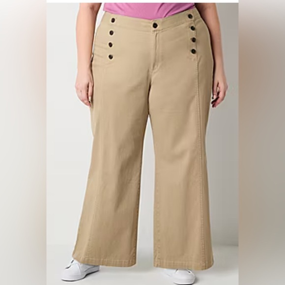 St. John's Bay Mariner Womens Regular Fit Wide Leg Trouser - Picture 1 of 5